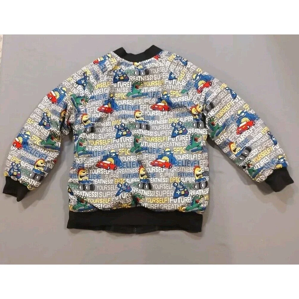 365 Kids From Garanimals Reversible Bomber Jacket-Size 6 Multi Colors Cars